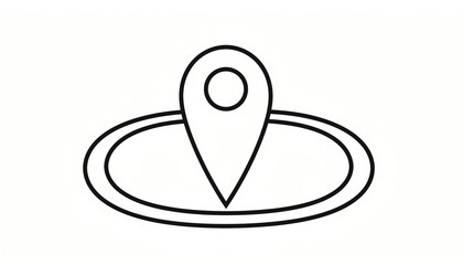 A simple black and white line drawing of a location pin icon within an oval shape.