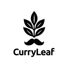 Stylized leaf cluster forming a playful mustache shape in a clean, modern food and culinary themed logo suitable for restaurants or spice brands. Editable Vector File
