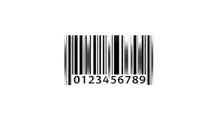 Barcode with numbers and black and white stripes. isolated illustration on  transparent background PNG