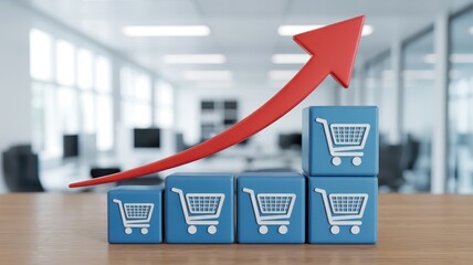 Digital commerce activity demonstrates significant upward trend across a modern office setting