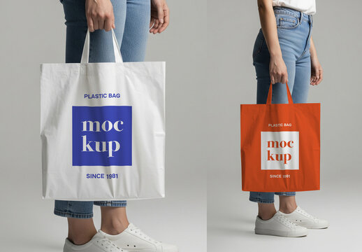 Plastic shopping bag studio shot. PSD mockup