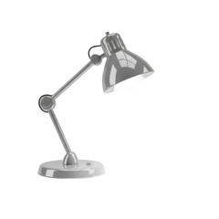 Silver lamp with a white base sits on a white background. isolated illustration on  transparent background PNG