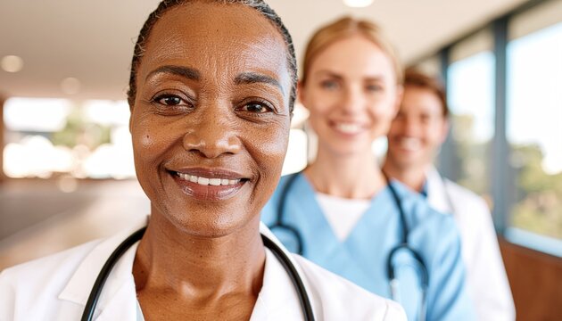 Diverse medical team of doctors and nurses