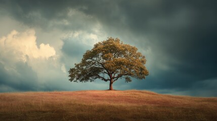 Solitary tree hillside