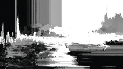 Abstract landscape black and white digital artwork nature elements art design