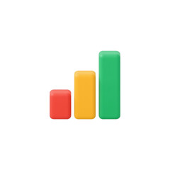 3d icon of colorful bar chart showing growth isolated on transparent background for presentation