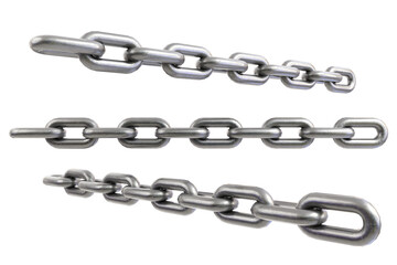 Obraz premium Metal chain link – straight steel chain set isolated on transparent background