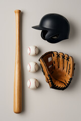 Time for baseball practice with a bat, balls, glove, and helmet ready for the game, showcasing the joy and excitement of America's favorite pastime