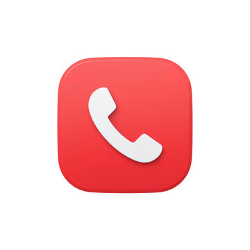 3d icon of phone icon on red square isolated on transparent background for web and app