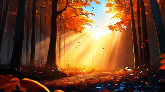 Autumn adventure captivating forest scene nature's beauty vibrant colors peaceful atmosphere serene viewpoint