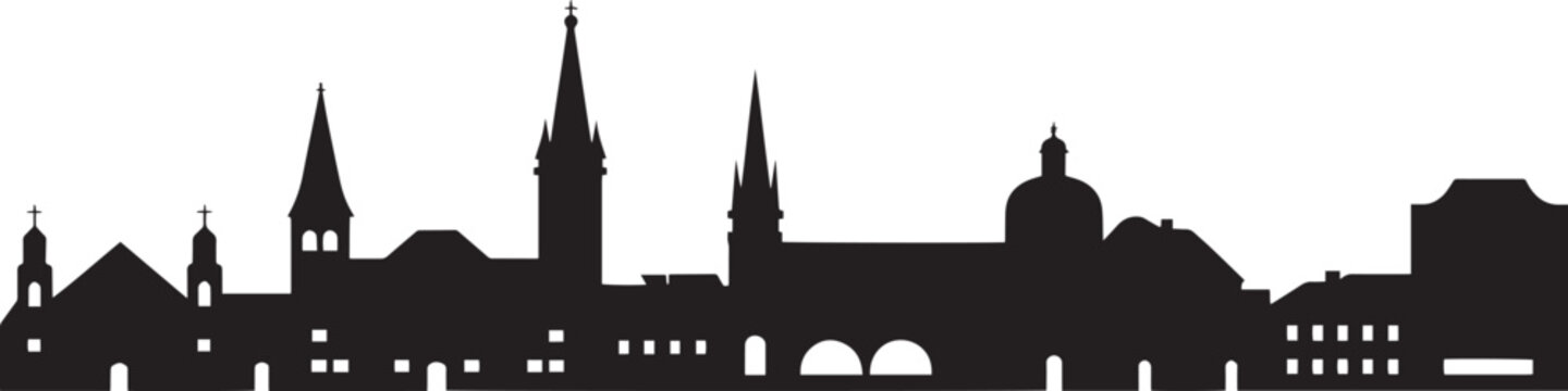 Aachen germany skyline silhouette isolated vector illustration historical city architecture landmark travel destination banner design