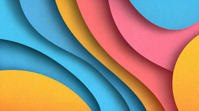 Abstract wave shape paper cut colorful background, A vibrant and colorful abstract background featuring smooth waves and curves, This design showcases bright colors and fluid patterns. - Powered by Adobe