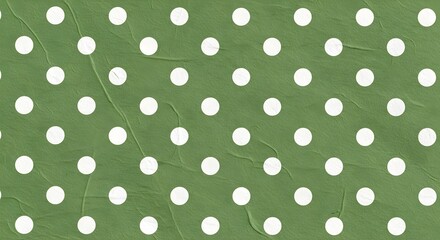 Crumpled Green Paper with White Polka Dots Pattern