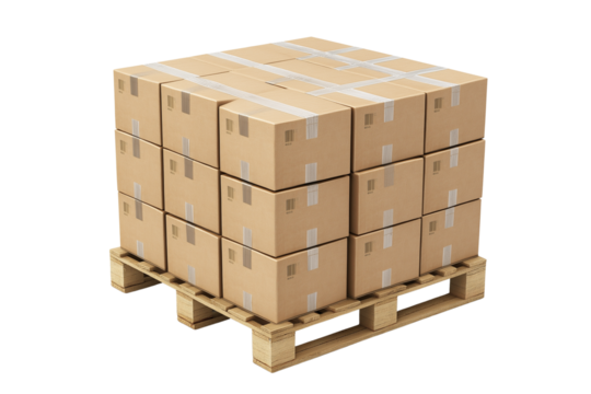 Warehouse Cardboard Boxes on Pallet Transparent PNG