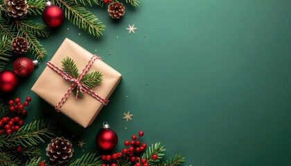 Festive gift presentation christmas celebration visual content winter environment overhead view seasonal decor for enhanced holiday cheer