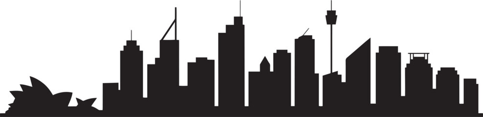 Fototapeta premium Modern sydney australia cityscape skyline silhouette featuring opera house and skyscrapers vector illustration travel background design