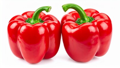 Fresh red bell pepper paprika isolated with glossy surface, clean clipping path, and sharp full-depth-of-field studio detail.