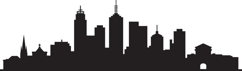 Obraz premium Silhouette illustration of the columbus ohio skyline featuring downtown skyscrapers and urban architecture on transparent background