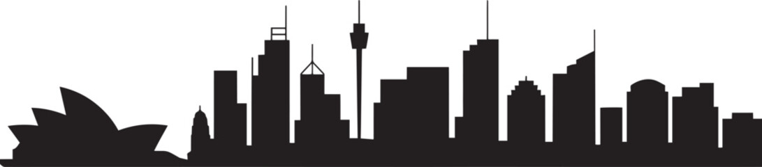 Sydney australia city skyline silhouette with opera house and modern high rise buildings vector illustration for travel graphic