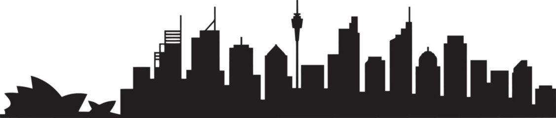 Naklejka premium Sydney australia skyline silhouette illustration vector modern cityscape panorama with landmark buildings and famous architecture