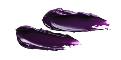 Two swatches of purple paint spread across a clean white surface. the rich texture and color depth. ideal for art projects. design inspiration. or color palette selection