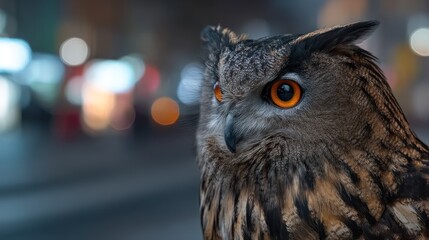 Obraz premium Owl cityscape portrait