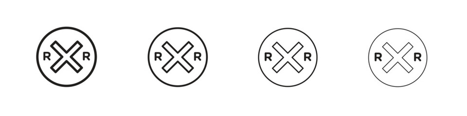 Obraz premium Railroad crossing signs. collection. Silhouette flat icon design element.