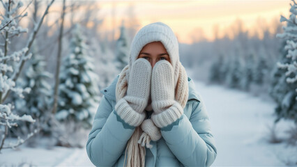 Christmas Season Holiday Photo with Festive Winter Decorations