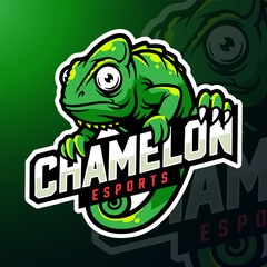 Green Chameleon Mascot Esport Team Emblem