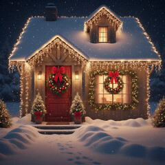 Christmas Background Photo with Festive Holiday Decorations and Warm Lights