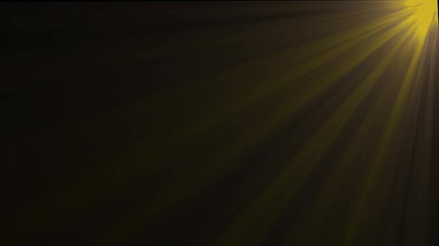 Golden sunbeams radiating from top right corner across dark background ethereal light rays