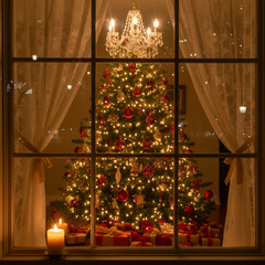 Christmas Season Holiday Photo with Festive Winter Decorations