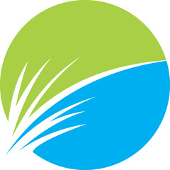 vector illustration of a green leaf on round green leaf technology logo