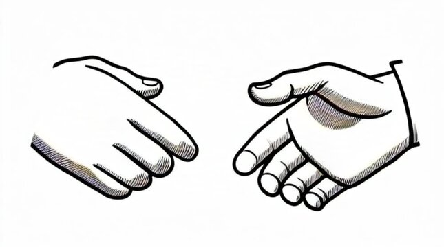 Animated Handshake Drawing Style Business Deal Agreement