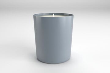 Modern grey candle for luxurious home fragrance and aromatherapy relaxation in a minimalist setting