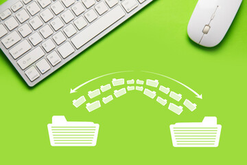 Copy files, data exchange. Files transfer. Fast file transfer management