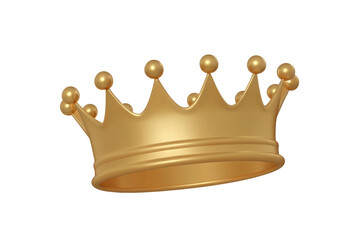 3D Golden Royal Crown Isolated on Transparent Background Illustrating Royalty King Queen Success Victory and Premium Quality