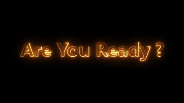 Glowing Orange Neon Text Question Are You Ready Animated Background video