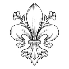 baroque fleur de lis vector with line art drawing illustration © Riza