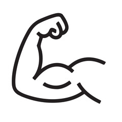 Muscle icon. Bicep symbol. Strong arm vector illustration. Gym logo