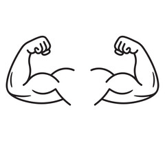 Muscle icon. Bicep symbol. Strong arm vector illustration. Gym logo