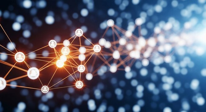 Abstract network connection with glowing nodes and lines, representing the interconnectedness of people and data in a digital world.