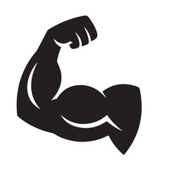 Muscle icon. Bicep symbol. Strong arm vector illustration. Gym logo