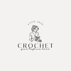 Crochet Logo, Crochet Illustration, Hand-Drawn Crochet Clipart, Cozy Crochet Branding, Crocheted Texture Logo, Craft & Handmade Design, Minimal Crochet Branding, Artisan Crochet Logo, Soft Crochet Pat