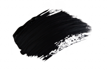 A bold. sweeping stroke of black paint on a clean white background. the texture and movement of the brush. ideal for artistic design projects and creative backgrounds