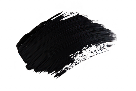 A bold. sweeping stroke of black paint on a clean white background. the texture and movement of the brush. ideal for artistic design projects and creative backgrounds