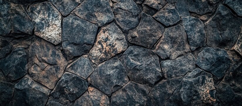 Dark and Textured Stone Wall Creates a Strong Visual Impact
