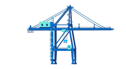 Blue illustration of a port container crane no background © Faisal