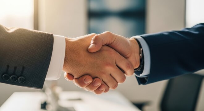 Close-up handshake between two professionals sealing a business agreement.