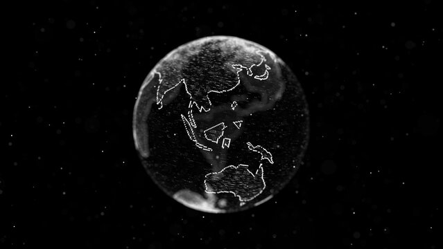 Virtual security planet Earth managing ai. Abstract network connection on digital background. Technology processing data in galaxy. Futuristic 3D wireframe sphere. Globe polygon. 3D rendering.